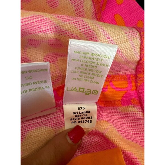 Lilly Pulitzer Hot Pink/Orange With Gold Accents 2015 Seaesta Romper Size 4 - Picture 13 of 14